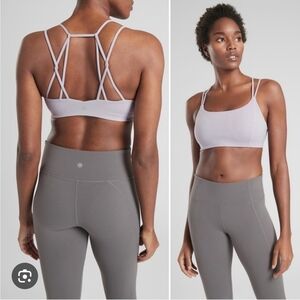 Athleta Women's Breathe In Powervita Sports Bra Criss Cross Strappy Mesh Lined S